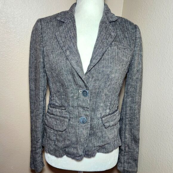 Eddie Bauer Linen Taupe fitted blazer jacket Size 4 - Picture 1 of 9